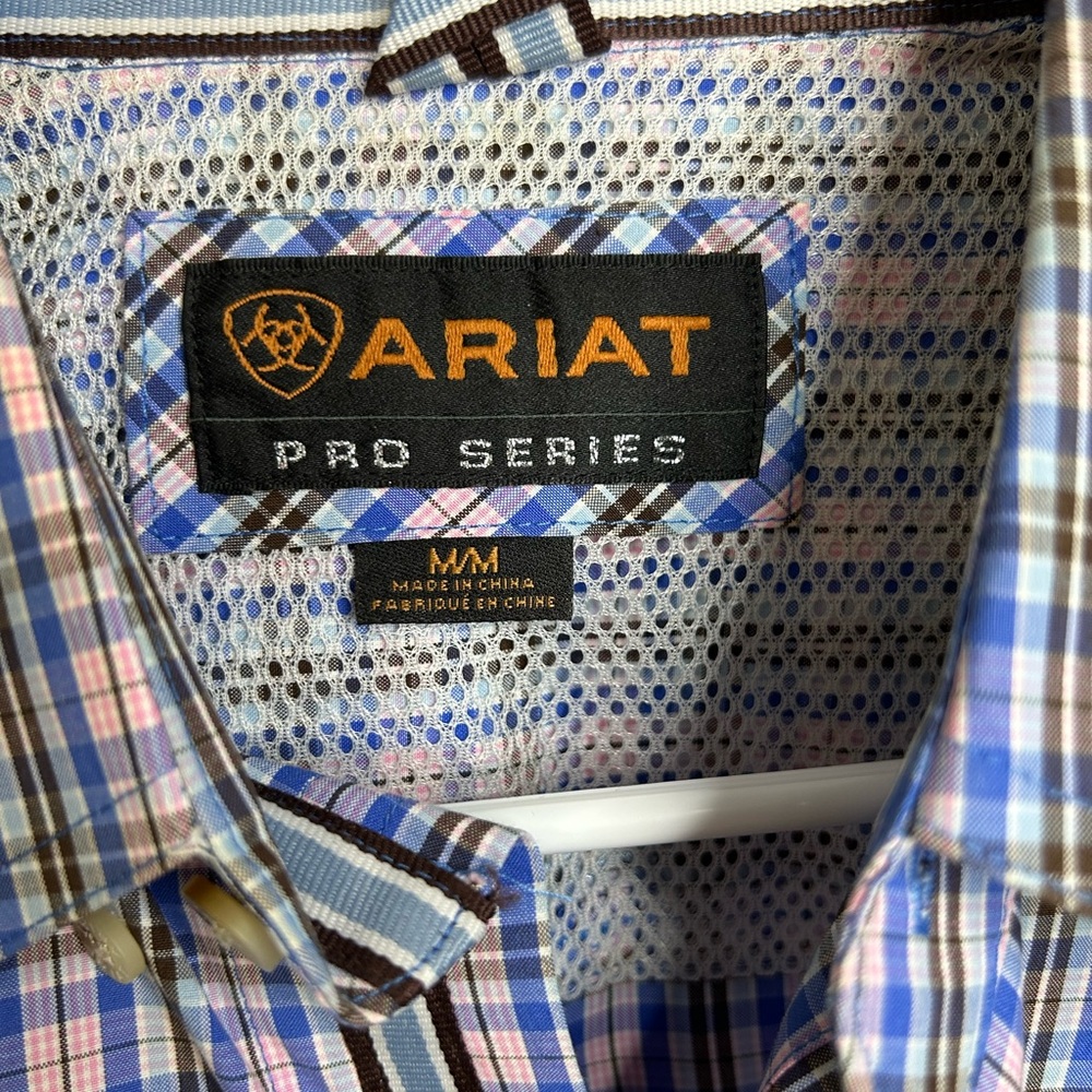 Ariat Pro Series Plaid Short Sleeve Shirt - Blue and Pink - Picture 6 of 6